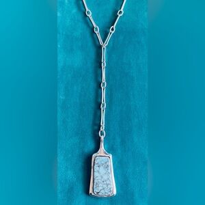 RLM SOHO SILVER PAPER CLIP NECKLACE SEMI PRECIOUS MOSAIC TURQUOISE PENDANT/ RARE